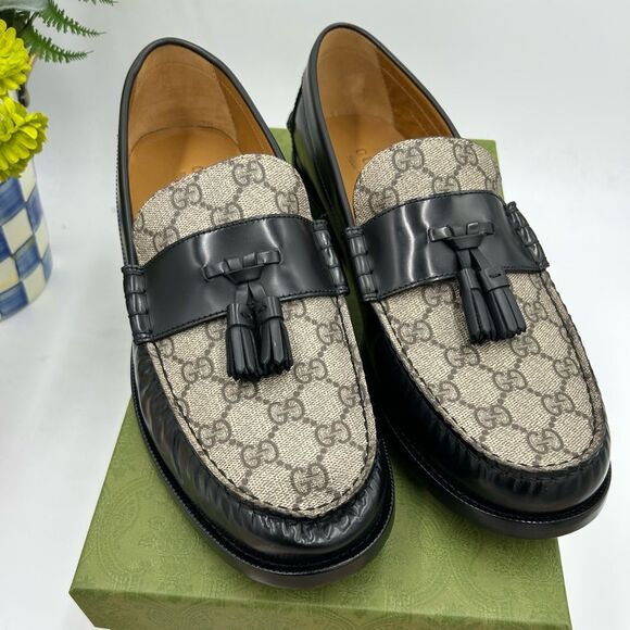 Men's Gucci GG Supreme, tassel loafers size 13 made in Italy - Picture 1 of 11